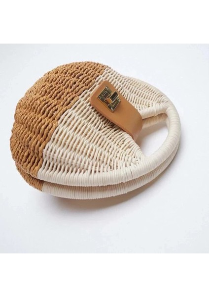 Mor Tarzı Moda Hasır Dokuma Rattan Çanta Kadın Çanta Yuvarlak Zincir Hasır Omuz Çantası Wome Bohemia Boho Çanta Için Crossbody Çanta (Yurt Dışından) fırsatları