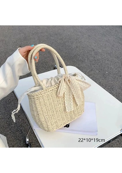 No.13 Tarzı Gusure Dokuma Kamış Örgü Çanta Yuvarlak Hasır Omuz Çantası Küçük Plaj Çantaları Kadın Yaz Hollow El Yapımı Messenger Crossbody Çanta (Yurt Dışından)