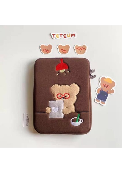 11 Inç Tarzı Kore Moda Kızlar Yumuşak Mini Laptop Çantası Seyahat Iş Mac Case Japonya Ayı Kadınlar Sevimli Ipad Kılıfı (Yurt Dışından)