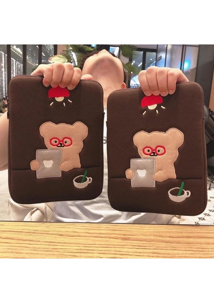 11 Inç Tarzı Kore Moda Kızlar Yumuşak Mini Laptop Çantası Seyahat Iş Mac Case Japonya Ayı Kadınlar Sevimli Ipad Kılıfı (Yurt Dışından)