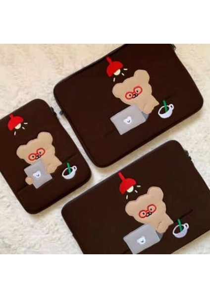 11 Inç Tarzı Kore Moda Kızlar Yumuşak Mini Laptop Çantası Seyahat Iş Mac Case Japonya Ayı Kadınlar Sevimli Ipad Kılıfı (Yurt Dışından)