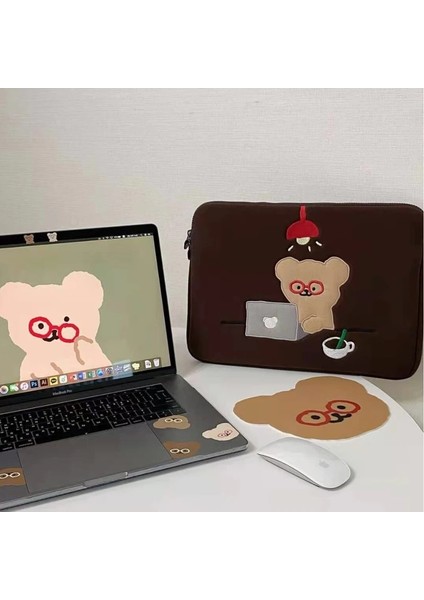 11 Inç Tarzı Kore Moda Kızlar Yumuşak Mini Laptop Çantası Seyahat Iş Mac Case Japonya Ayı Kadınlar Sevimli Ipad Kılıfı (Yurt Dışından)