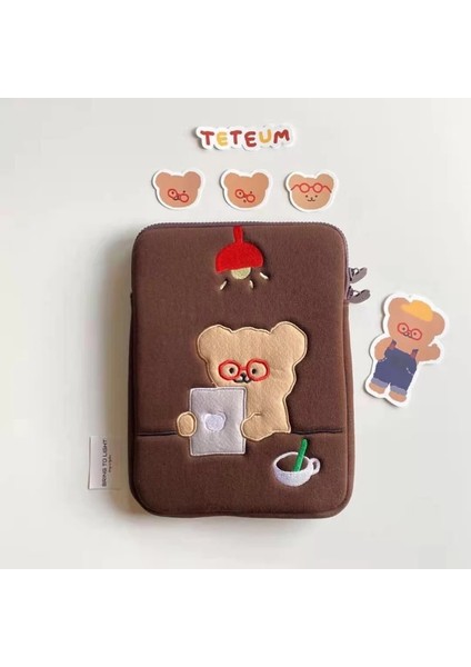 11 Inç Tarzı Kore Moda Kızlar Yumuşak Mini Laptop Çantası Seyahat Iş Mac Case Japonya Ayı Kadınlar Sevimli Ipad Kılıfı (Yurt Dışından)