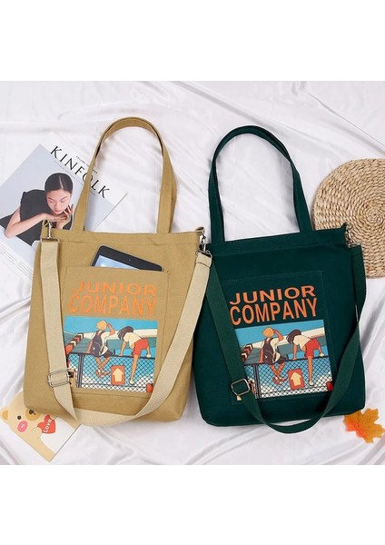 Bai Se Tarzı Kadın Omuz Baganvas Fermuarlı Bez Çantalar Kız Moda Rahat Alışveriş Çantaları Karikatür Anime Baskı Crossbody Çanta (Yurt Dışından) fiyatları