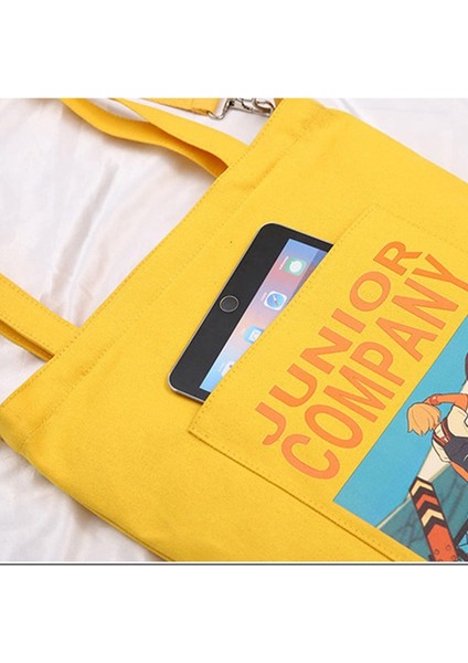 Bai Se Tarzı Kadın Omuz Baganvas Fermuarlı Bez Çantalar Kız Moda Rahat Alışveriş Çantaları Karikatür Anime Baskı Crossbody Çanta (Yurt Dışından) indirimleri