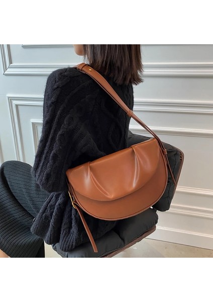 Bej Tarzı G28CM Y16CM THK6CM Yeni Tasarımcı Kadın Çanta Yumuşak Deri Omuz Çantaları Kadın Vintage Çanta Kızlar Için Düz Renk Crossbody Çanta Moda Hobos Sac (Yurt Dışından)