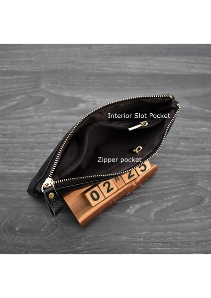 Mavi Stil Moda Basit Çanta Hakiki Deri Debriyaj Kadınlar Için Fermuar Büyük Kapasiteli Bileklik Çanta Kadın Bozuk Para Cüzdanı Telefon Çantaları Bayan Cüzdanları (Yurt Dışından)