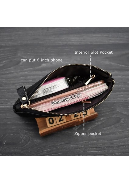 Mavi Stil Moda Basit Çanta Hakiki Deri Debriyaj Kadınlar Için Fermuar Büyük Kapasiteli Bileklik Çanta Kadın Bozuk Para Cüzdanı Telefon Çantaları Bayan Cüzdanları (Yurt Dışından)