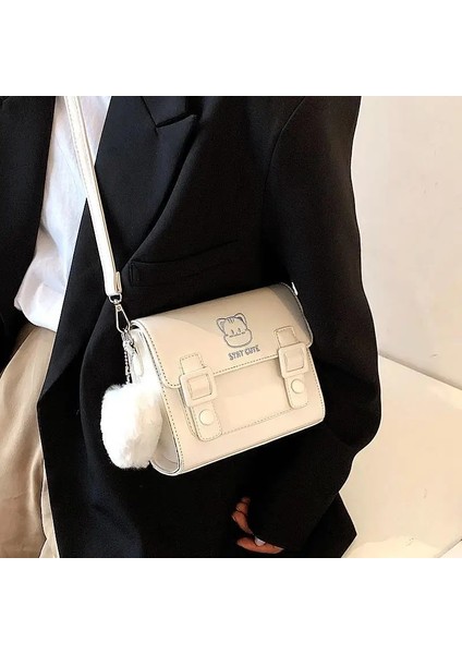 Siyah Stil Kawaii Crossbody Çanta Bayan Omuz Çantası Sevimli Kedi Mektup Messenger Çanta Japon Moda Harajuku Y2K Lolita Kız Vintage Çanta (Yurt Dışından) modelleri