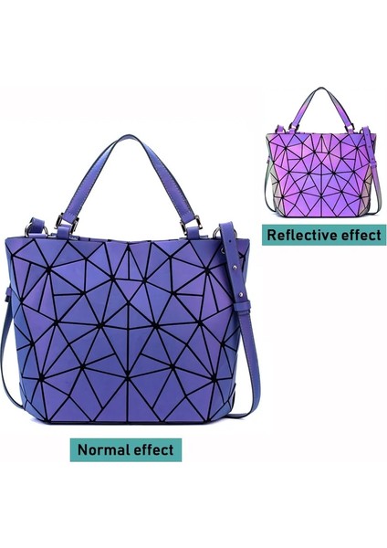 Mor Aydınlık Tarzı Lüks Kadın Omuz Çantaları Kadın Geometrik Aydınlık Çanta Çanta Tasarımcısı Tote Holografik Çanta Bayan Messenger Çanta Wome (Yurt Dışından)