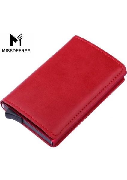 Kırmızı Stil Erkekler Için Ince Cüzdan Otomatik Pop Up Kredi Kartı Tutacağı Kimlik Penceresi Sürücü Lisansı Metropass Rfıd Engelleme Pu Deri Cüzdan (Yurt Dışından)