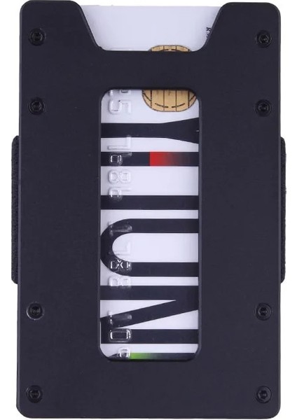 Siyah Stil Erkekler ve Kadınlar Için Minimalist Alüminyum Ince Cüzdan Karbon Fiber Ön Cep Anahtarı Madeni Para Kutusu ve Kredi Kartı Tutacağı Rfıd Engelleme (Yurt Dışından)