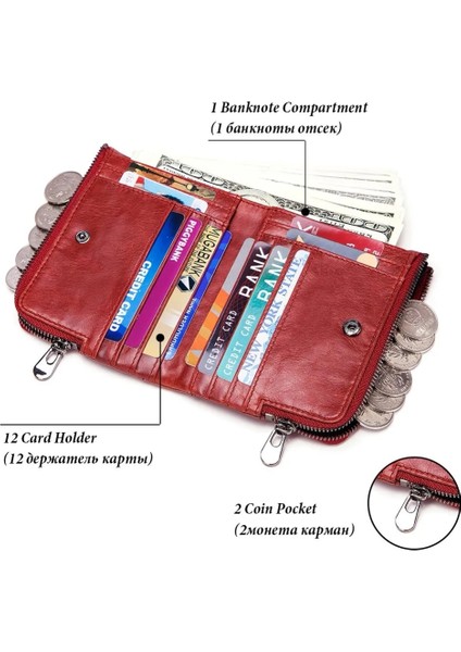 Kırmızı M Kutusu Stili Kavıs Hakiki Deri Kadın Cüzdanı Kadın Kırmızı Rfid Bozuk Para Cüzdanı Küçük Cüzdan Portomonee Portfolyo Para Çantası Bayan Mini Kart Sahibinin (Yurt Dışından) fırsatları