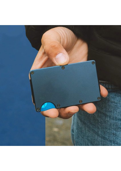 Mavi 1 Özelleştirilmiş Stil Semorıd Yeni Özelleştirilmiş Ince Kredi Kartı Tutacağı Alüminyum Kimlik Kartı Sahibi Erkek Cüzdanı Rfıd Hırsızlığa Karşı Koruma Mıni Cüzdan (Yurt Dışından) fırsatları