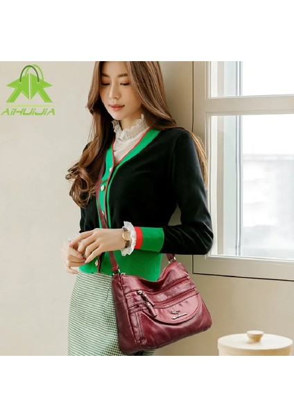 Lacivert Tarzı 25X21X11CM Kadın Pu Deri Omuz Çantası Çok Katmanlı Crossbody Çanta Yüksek Li Postacı Çantaları Tasarım Moda Kadın Için Yeni Çanta (Yurt Dışından) modelleri