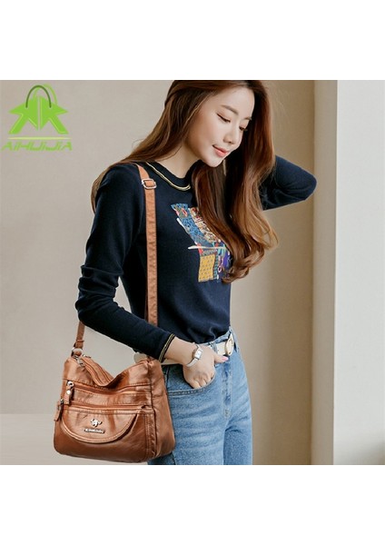 Lacivert Tarzı 25X21X11CM Kadın Pu Deri Omuz Çantası Çok Katmanlı Crossbody Çanta Yüksek Li Postacı Çantaları Tasarım Moda Kadın Için Yeni Çanta (Yurt Dışından) fırsatları