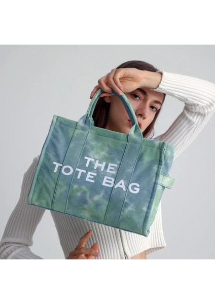 Mavi Stil Orta Tasarımcı Kadın Ed Tote Çanta Büyük Kapasiteli Kanvas Omuz Çantası Baskı Mektubu Bayan Crossbody Çanta Seyahat Çanta Büyük Alışverişçi (Yurt Dışından) fırsatları