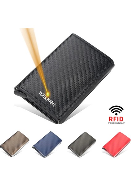 Isimsiz Soild Black Stili Cexıka Anti Rfıd Engelleme Kımlığı Kredi Kartı Tutucu Kılıf Cüzdan Erkekler Iş Karbon Alüminyum Ince Mini Küçük Para Çantası Cüzdan Çanta (Yurt Dışından)