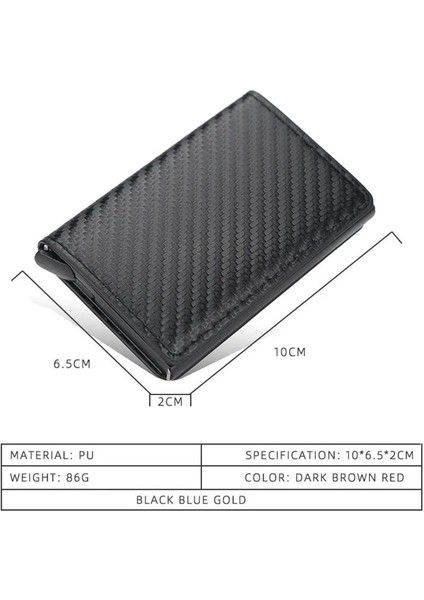 Isimsiz Soild Black Stili Cexıka Anti Rfıd Engelleme Kımlığı Kredi Kartı Tutucu Kılıf Cüzdan Erkekler Iş Karbon Alüminyum Ince Mini Küçük Para Çantası Cüzdan Çanta (Yurt Dışından)