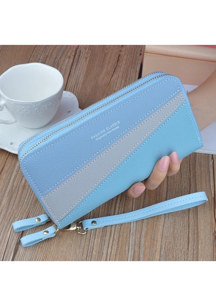 Mavi 580 Tarzı 19.5CM9.5CM4CM Kadın Cüzdanı Iyi Moda Bayanlar Cep Telefonu Uzun Yeni Madeni Para Kartı Para Renk Eşleştirme El Kayışında Çift Fermuar Özellikler 580 (Yurt Dışından)