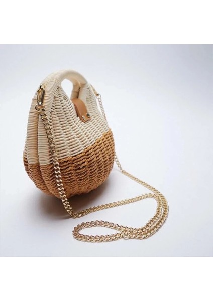 Yeşil Stil Moda Hasır Dokuma Rattan Çanta Kadın Çanta Yuvarlak Zincir Hasır Omuz Çantası Wome Bohemia Boho Çanta Için Crossbody Çanta (Yurt Dışından) indirimleri