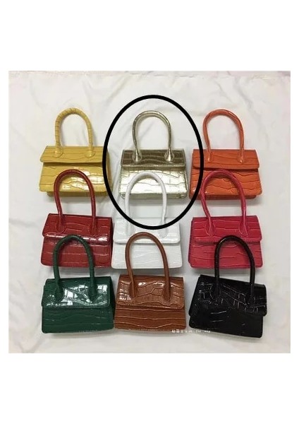 Orta Altın Stili Mini Small Square Bag Fashion New Pu Leather Women's Handbag Crocodile Pattern Chain Shoulder Messenger Bags (Yurt Dışından)