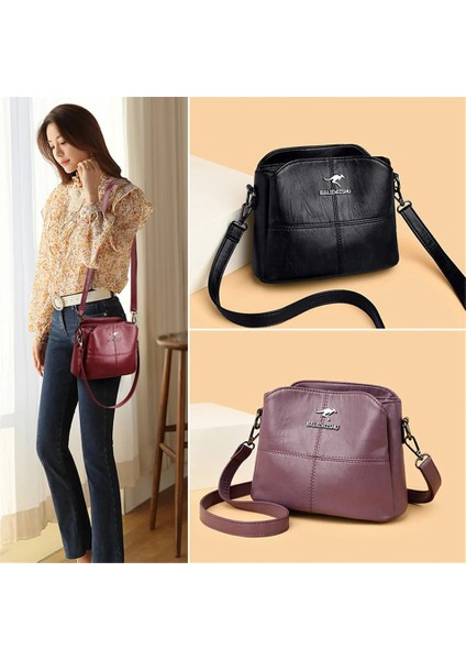 3 Katmanlar Mor Tarzı Kadın Nakış Tote Çanta Yüksek Li Deri Bayan Çanta Kadın Omuz Çantası Kadınlar Için Küçük Crossbody Çanta Ana Kesesi (Yurt Dışından)