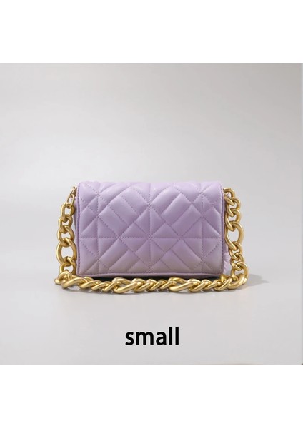 Mor Bir Stil Plastik Zincir Kadınlar Için Moda Tasarım Omuz Çantası Pu Deri Crossbody Çanta Bayan Küçük Çanta Çanta Tasarım Messenger Çanta Küçük Flap (Yurt Dışından)
