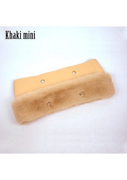 Khaki Mini Style Huntfun New 8 Colors Faux Rex Rabbit Fur Plush Furry Trim For O Bag Thermal Plush Decoration Fit Classic Big Mini Obag In Winter (Yurt Dışından)
