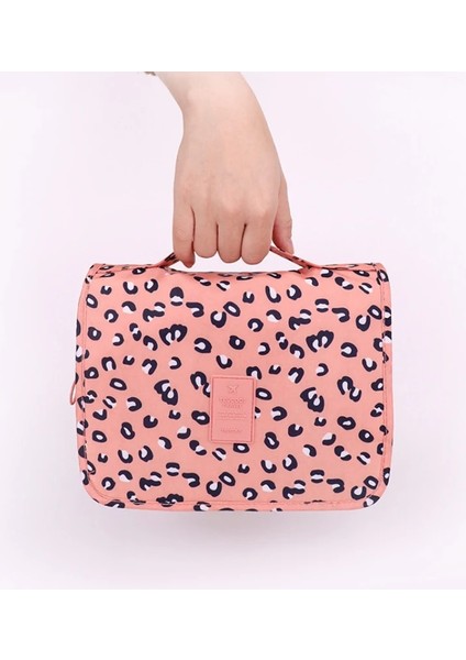 Pembe Gülen Yüz Stili Kadın Seyahat Banyo Makyaj Çantası Bayanlar Su Geçirmez Asılı Kozmetik Çantaları Kadın Fermuar Necessaire Tuvalet Çantası Seyahat Organizatör (Yurt Dışından) fırsatları