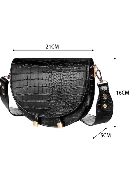 Koyu Kahverengi Tarzı Buylor Kadınlar Lüks Omuz Çantaları Timsah Desen Çanta Kadın Crossbody Çanta Yarım Yuvarlak Pu Deri Messenger Çanta (Yurt Dışından)
