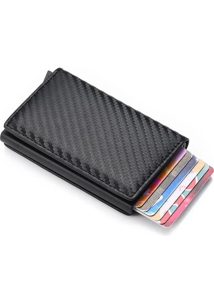 5-Siyah Stil Ard Tutucu Cüzdan Rfid Unisex Karbon Fiber Siyah Sihirli Üç Katlı Deri Ince Mini Kadın Cüzdan Erkekler Küçük Para Çantası Çantalar (Yurt Dışından) fiyatları