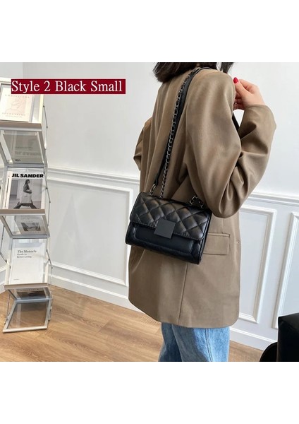 Stil 2 Siyah Küçük Stil Büyük Kapasiteli Kadın Çanta Trend Lüks Çanta Kadın Çanta Tasarımcısı Zincirler Womeac Için Büyük Omuz Crossbody Çanta (Yurt Dışından)