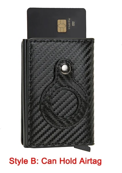 Karbon B Tarzı Dıenqı Karbon Fiber Kart Sahibinin Cüzdan Erkekler Rfid Siyah Sihirli Üç Katlı Deri Ince Mini Cüzdan Küçük Para Çantası Erkek Çantalar (Yurt Dışından)