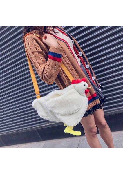 Kensen Shop Bej Bir Stil Peluş Crossbody Çanta Sevimli Cartooken Omuz Çantaları Parti Çalışma Seyahat Çantası Sevimli Bayanlar Kız Peluş Çanta Ana Kesesi (Yurt Dışından)