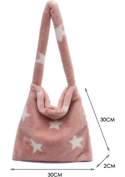 Pink Style One Style Fluffy Plush Bags For Women Female Handbags Large Capacity Tote Ladies Shoulder Messenger Bag Simple Animal Printed Cheap Bags (Yurt Dışından)