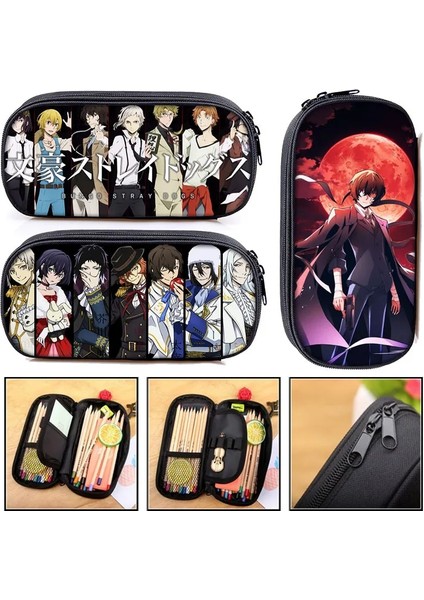 DQBBBUNGOSTRAY25 Stili Anime Bungou Sokak Köpekleri Kozmetik Kılıfları Erkek Kız Karikatür Kalemlik Okul Çantası Dazai Osamu Chuya Nakahara Bungo Sokak Köpek Çantası (Yurt Dışından)