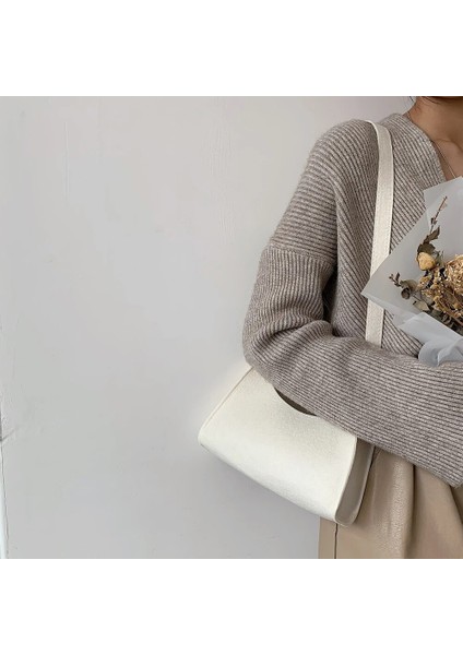 Gri Tarzı Kadın Moda Keçe Düz Renk Omuz Çantası Bayan Tüm Maç Telefonu Messenger Çanta Rahat Çanta Çanta Seyahat Alışveriş Için (Yurt Dışından) indirimleri