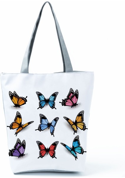 HL3989 Tarzı Güzel Kelebek Baskı Çanta Moda Tüm Maç Tote Seyahat Katlanabilir Depolama Plaj Çantası Yüksek Kapasiteli Omuz Alışveriş Çantaları (Yurt Dışından)