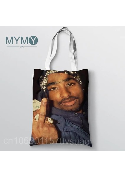 No.23 Stili 23X27CM-9X10.6IN Ünlü Şarkıcı Tupac Omuz Çantası Hip Hop Vintage Çanta Katlanabilir Seyahat Alışveriş Çantaları Büyük Kapasiteli Yeniden Kullanılabilir Eko Bez Çantalar (Yurt Dışından) fırsatları