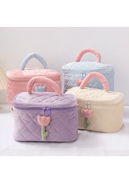 Mavi Set Tarzı Purdored 1 Takım Düz Renk Çiçek Makyaj Çanta Seti Fermuar Büyük Yumuşak Kadife Kozmetik Çantası Kadın Seyahat Makyaj Güzellik Durumda Set (Yurt Dışından) fiyatları