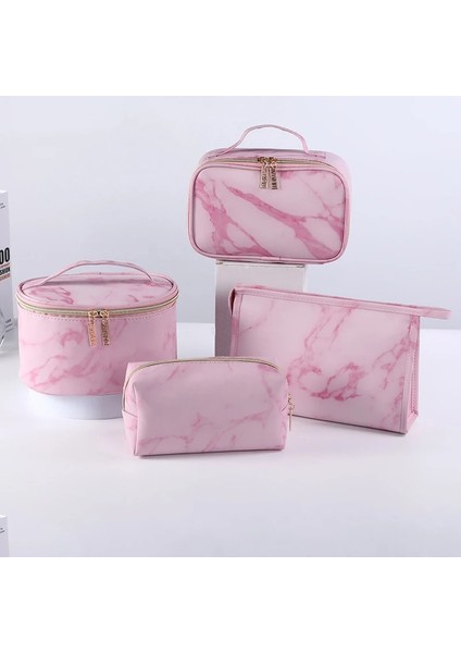 Pembe-B Tarzı Fudeam Pembe Pu Mermer Desen Kadın Kozmetik Çantası Çok Fonksiyonlu Tuvalet Eşyaları Organize Depolama Çanta Kadın Su Geçirmez Makyaj Çantası (Yurt Dışından)