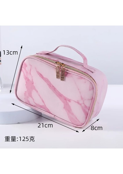 Pembe-B Tarzı Fudeam Pembe Pu Mermer Desen Kadın Kozmetik Çantası Çok Fonksiyonlu Tuvalet Eşyaları Organize Depolama Çanta Kadın Su Geçirmez Makyaj Çantası (Yurt Dışından)