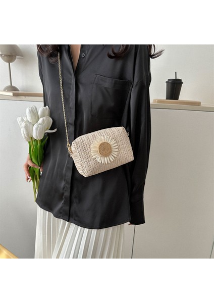 Yeşil Stil Yaz Hasır Çanta Kadınlar Için Omuz Çantası Rahat Rafya Hasır Crossbody Çanta Çiçek Baskı Zincir Çanta Boho Seyahat Vacatio (Yurt Dışından) indirimleri