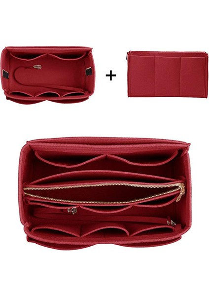 A3 Tarzı 34X18X17CM Makyaj Organizatör Çanta Ekleme, Fermuarlı Keçe Çanta, Seyahat Iç Çanta, Uygun Kozmetik Çantalar Çeşitli Çantalara Uygun (Yurt Dışından)