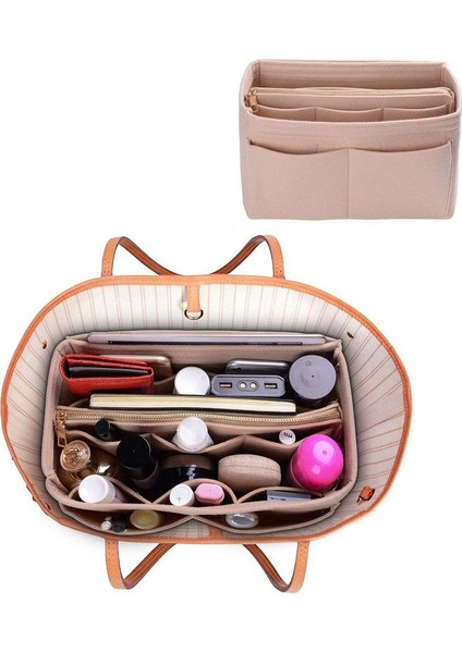 A3 Tarzı 34X18X17CM Makyaj Organizatör Çanta Ekleme, Fermuarlı Keçe Çanta, Seyahat Iç Çanta, Uygun Kozmetik Çantalar Çeşitli Çantalara Uygun (Yurt Dışından) modelleri
