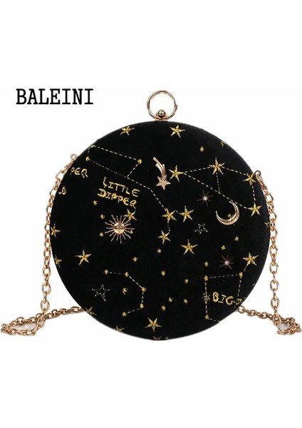 Mavi Stil 2020YILDIZLI Gökyüzü Dairesel Moda Süet Omuz Çantası Zincir Kemer Kadın Crossbody Messenger Çanta Bayan Çanta Kadın Yuvarlak Çanta (Yurt Dışından) modelleri