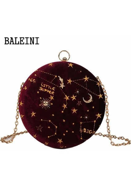Mavi Stil 2020YILDIZLI Gökyüzü Dairesel Moda Süet Omuz Çantası Zincir Kemer Kadın Crossbody Messenger Çanta Bayan Çanta Kadın Yuvarlak Çanta (Yurt Dışından) fırsatları