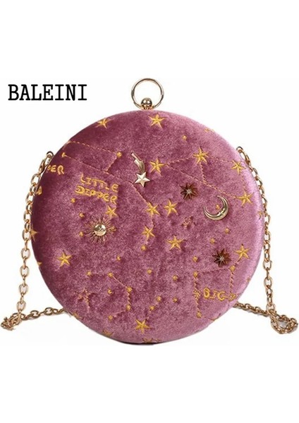 Mavi Stil 2020YILDIZLI Gökyüzü Dairesel Moda Süet Omuz Çantası Zincir Kemer Kadın Crossbody Messenger Çanta Bayan Çanta Kadın Yuvarlak Çanta (Yurt Dışından) indirimleri