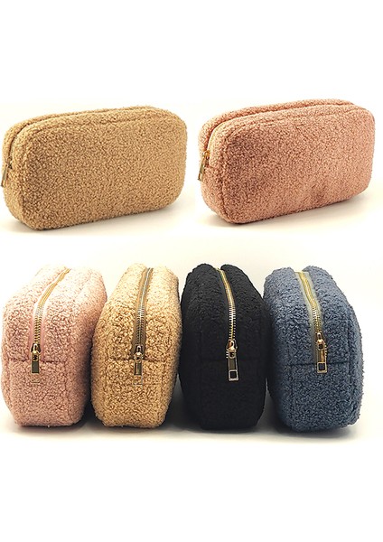 Pembe Tarzı Xl Boyutu Teddy Kadife Kozmetik Çantası Fermuar Terry Peluş Kaşmir Seyahat Tuvalet Makyaj Çantası Kalem Kılıfı Kozmetik Düzenleyici Depolama Parti Hediye (Yurt Dışından) indirimleri